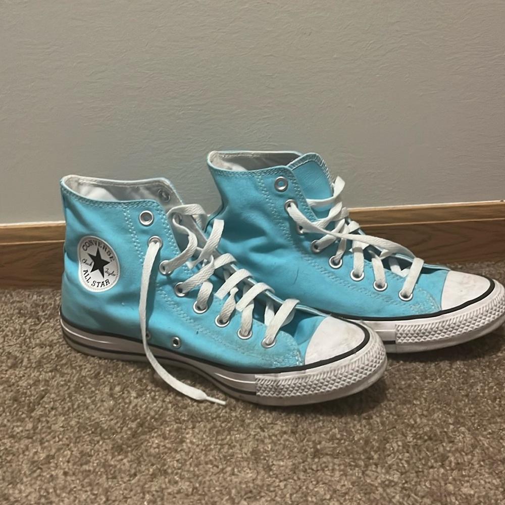 Blue Converse High Tops Size 8.5